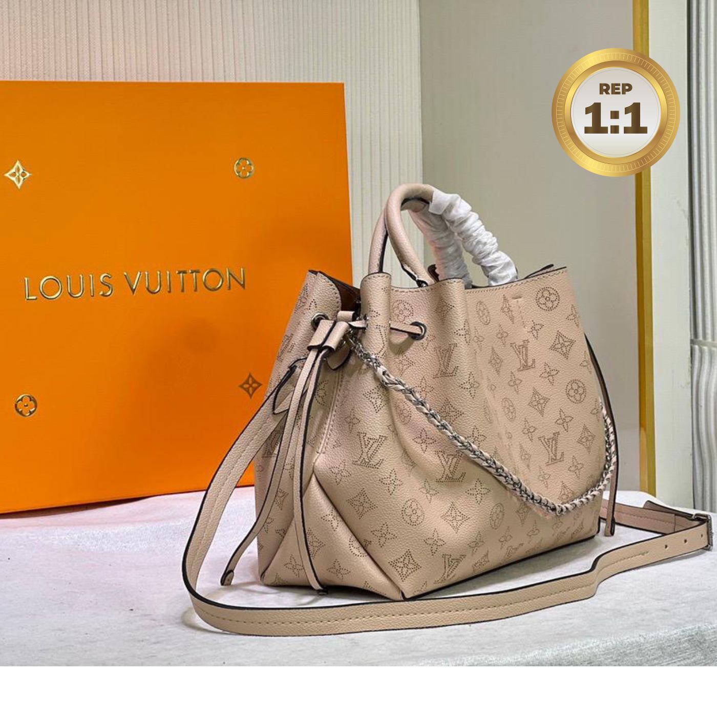 [REP 1:1] Louis Vuitton Bella Tote Mahina Creme Beige For Women 12.6in/32cm